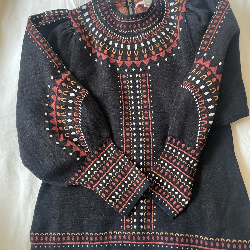 Sezane wool Black and Red Patterned Sweater